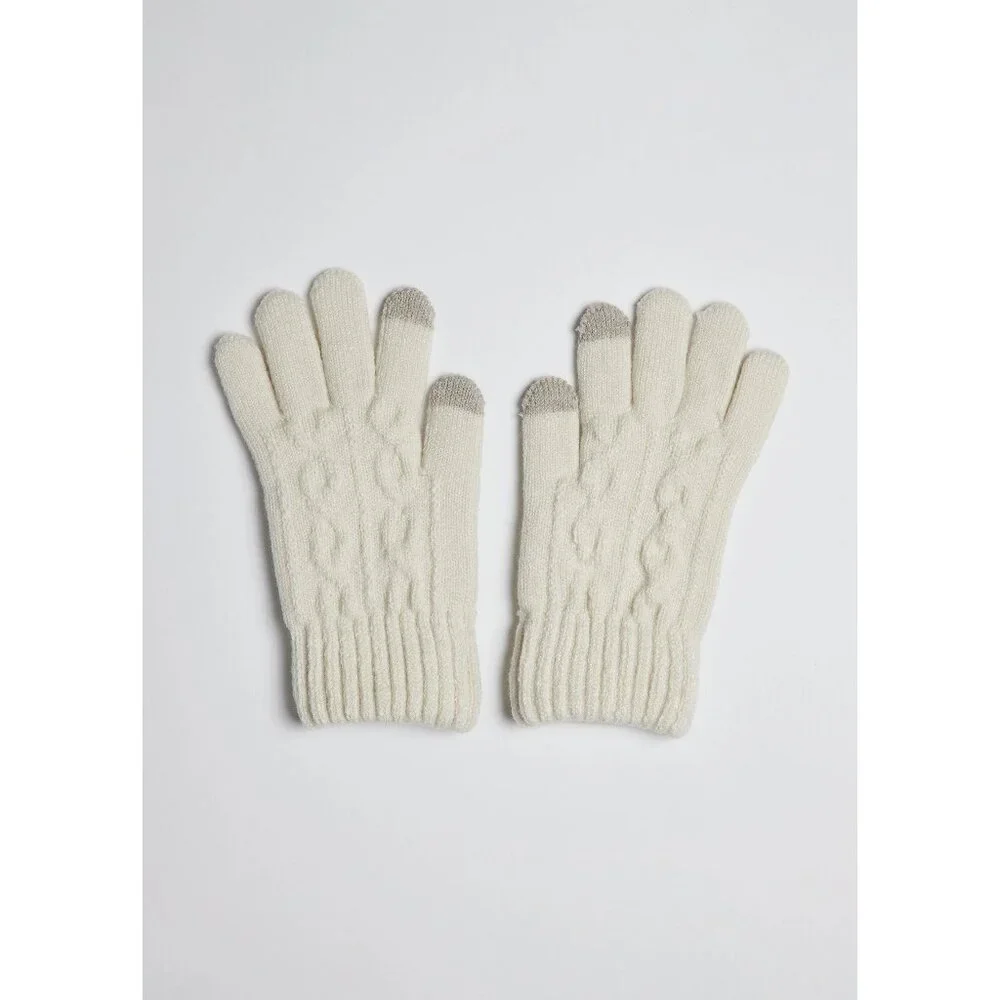 Hat Attack Frosty Touch Gloves in Ivory One Size Womens Smart Mittens